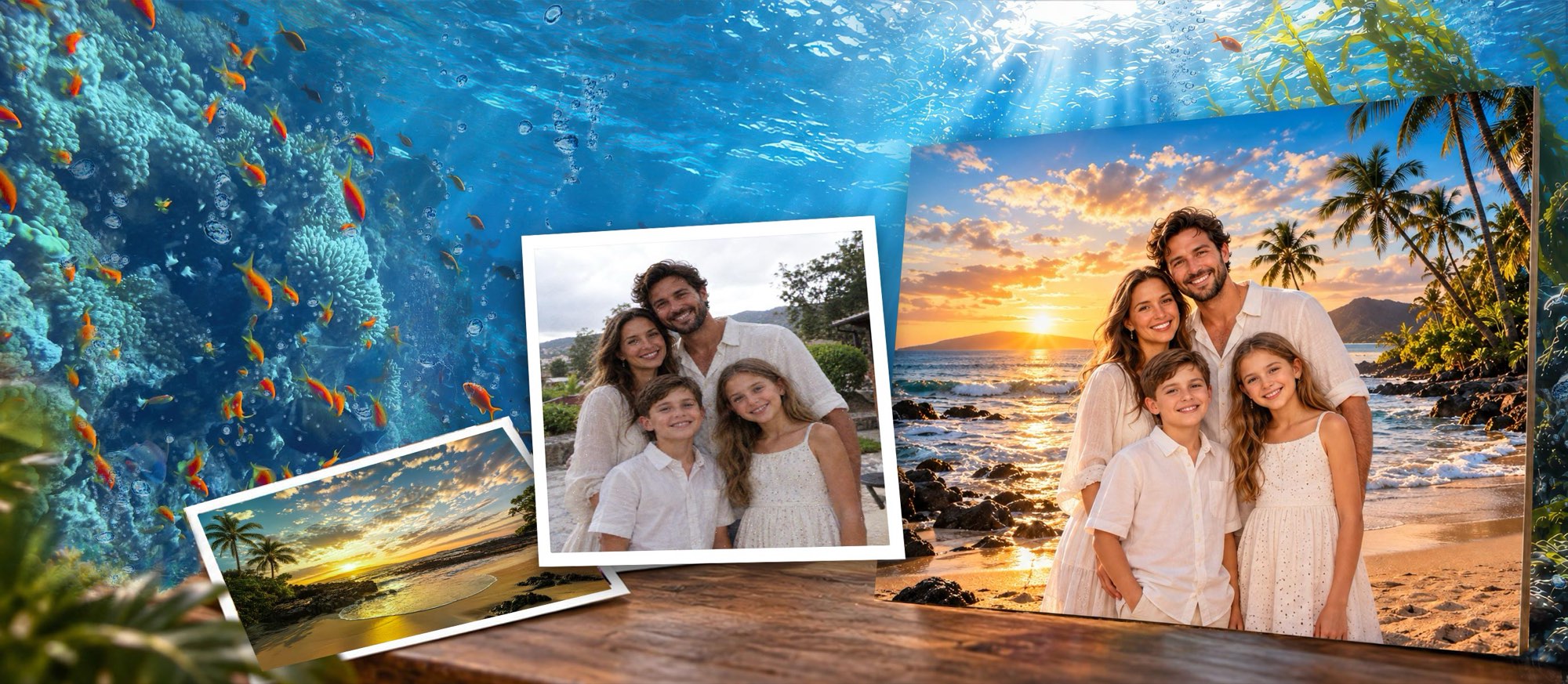 A family photo transformed into a custom Maui sunset metal print by SkyloveArt