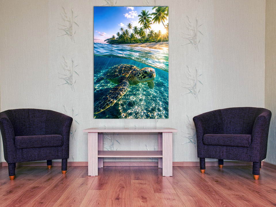 Turtle #3 wall art displayed in a room setting